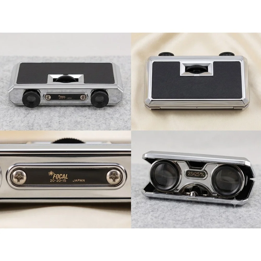 Focal 2.5x25mm Chrome Black Theater Folding Opera Glasses Binoculars